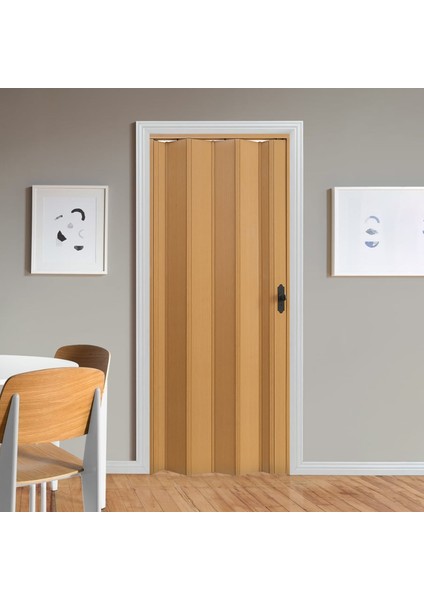 87 x 230 Meşe Renk Camsız Pvc Akordiyon Katlanır Kapı - Frnakmodel-114