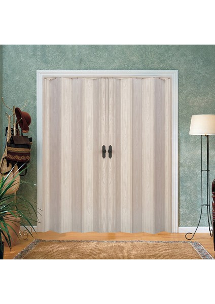 170 x 215 Akçaağaç Renk Camsız Çift Açılım Pvc Akordiyon Katlanır Kapı - Frnakmodel-146