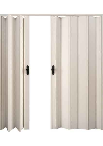 170 x 215 Beyaz Renk Camsız Çift Açılım Pvc Akordiyon Katlanır Kapı - Frnakmodel-148
