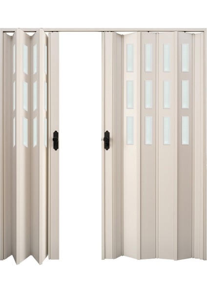 170 x 215 Beyaz Renk Camlı Çift Açılım Pvc Akordiyon Katlanır Kapı - Frnakmodel-153 modelleri