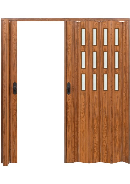 170 x 215 Ceviz Renk Camlı Çift Açılım Pvc Akordiyon Katlanır Kapı - Frnakmodel-155 fırsatları