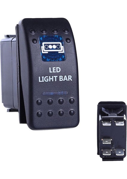12V 24V Su Geçirmez Rocker Geçiş Düğmesi Anahtar Mavi Led Çubuk Işık Araba Otomatik 5Pin (Yurt Dışından)