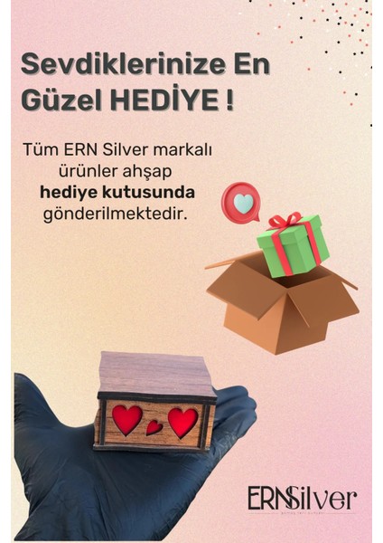 ERN Silver Dalgalı Nazar Boncuklu Taşlı Gümüş Kolye Rose Gold Kaplama Nazar Boncuğu Kolyesi Modeli Sevgiliye