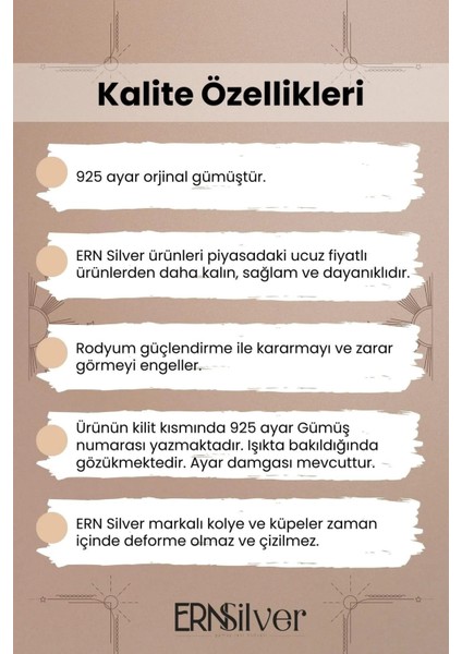 ERN Silver Hediye Kutulu Baget Taşlı İkili Pırlanta Kolye Küpe Set Rodyumlu Zarif 925 Ayar Gümüş Seti