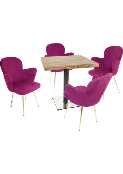 Karanfil Kare Laminat Kelebek Masa Takımı Mor