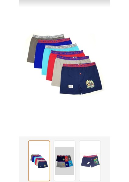 0253 Desenli Erkek Çocuk Likralı Boxer Şort 6 Lı