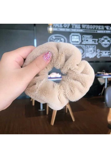 Elvinege Aksesuar Camel Peluş Simit Toka Lüx Ithal Tavşan Tüyü - Simit Toka - Scrunchie