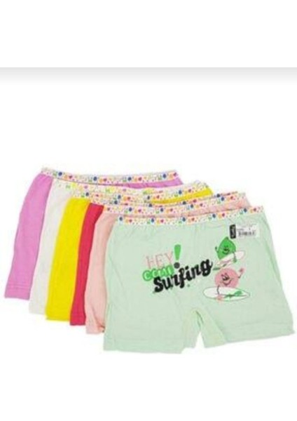 0181 Kız Çocuk Desenli Boxer 12 Li