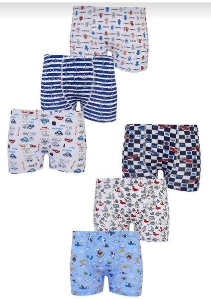 0254 Desenli Erkek Çocuk Boxer Şort 12 Li