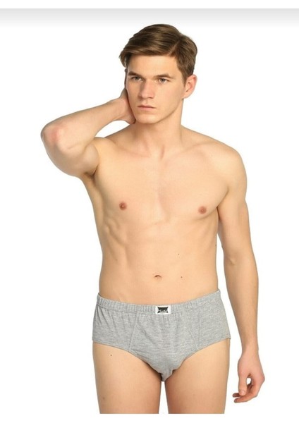0109 Erkek Pamuklu Penye Slip Külot 12 Li Gri