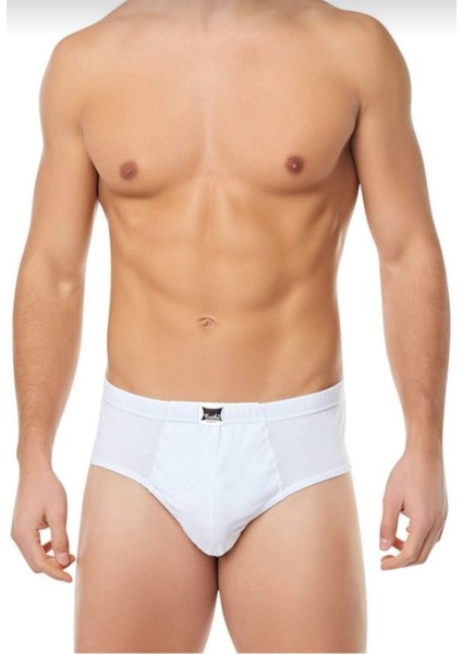 0109 Erkek Pamuklu Penye Slip Külot 12 Li Beyaz