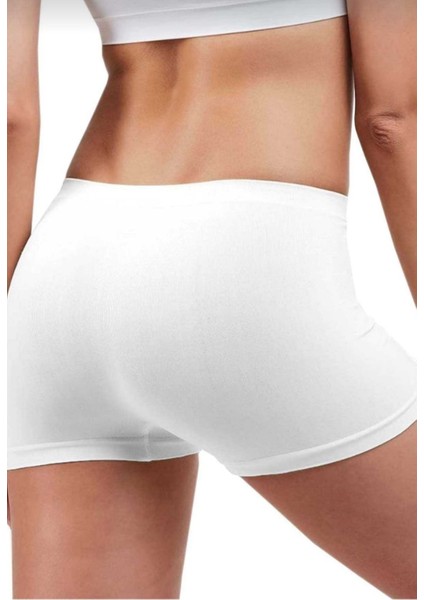 830 Bayan Dikişsiz Sıkılaştırıcı Boxer Şort 2 Li Beyaz
