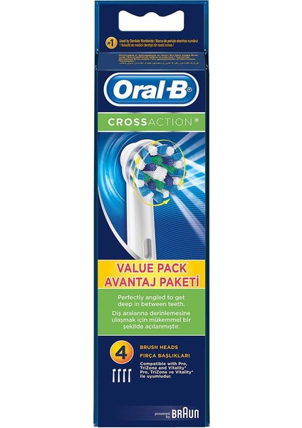 Oral-B diş Fırçası Yedek Başlığı Cross Action 4 Adet