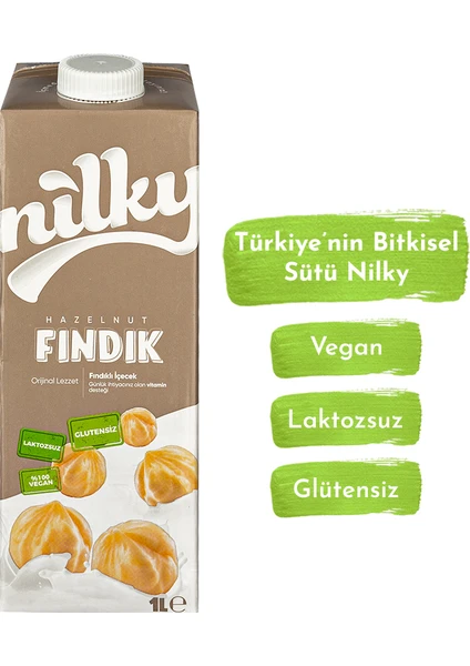 Fındık Sütü Glütensiz Bitkisel Bazlı Laktosuz Vegan 1 lt