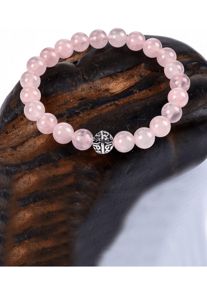 Sertifikalı Doğal Açık Pembe Kuvars Taşı Bileklik (Gümüş Aparatlı)