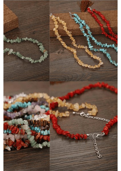 Sertifikalı Doğal Açık Pembe Kuvars Kırık Taşlı Kolye modelleri