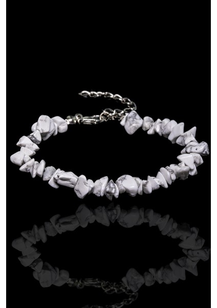 Sertifikalı Doğal Havlit Taşı Kırık Taşlı Bileklik - Halhal