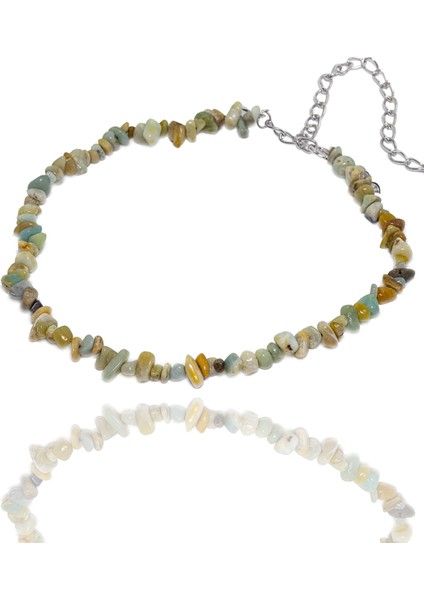 Sertifikalı Doğal Amazonit Kırık Taşlı Kolye