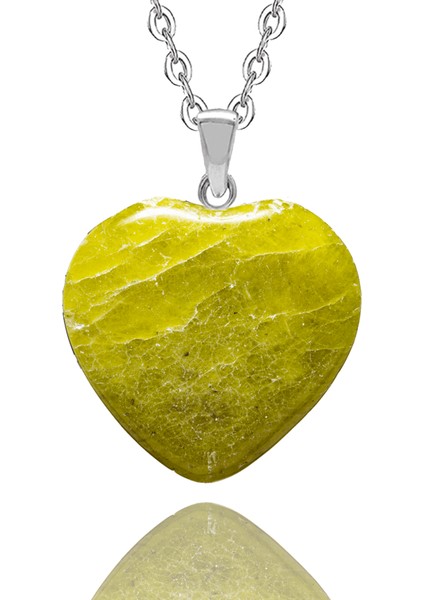 Sertifikalı Kalp Şekilli Doğal Jade Yeşim Taşı Kolye