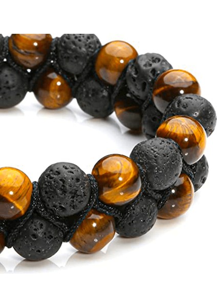 Sertifikalı Yüksek Kalite Doğal Kaplan Gözü Lav Taşı Doğal Taş Bileklik modelleri