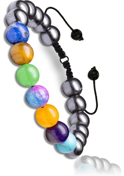 Sertifikalı Hematit Lapis Kaplan Gözü Aventurin Kuvars Akik Ametist Firuze Taşı 7 Çakra Bileklik modelleri