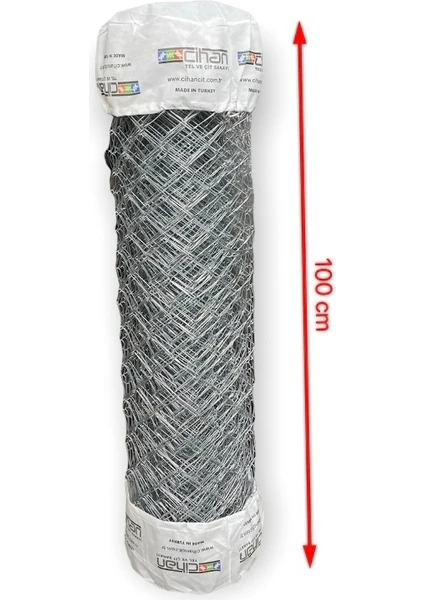 Cihan Çit Galvanizli Örgü Tel Bahçe Çiti - 2,00 mm Kalınlık 80*80 Göz Aralığı H:100 cm L:10 Metre