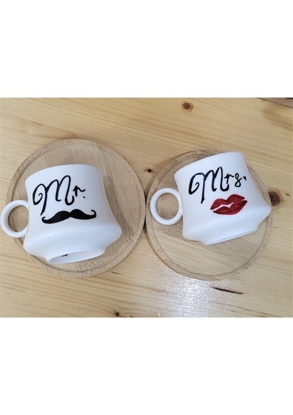 Mr. & Mrs. Porselen Kahve Fincanı Seti Seni Seviyorum Peluş Kalp Hediyeli fiyatları