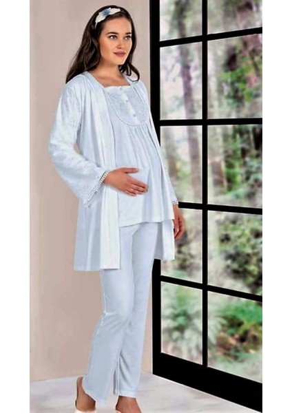 Sabahlıklı 3'lü Lohusa Pijama Takımı