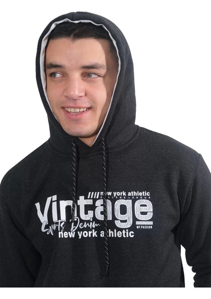 Erkek Füme Kapüşonlu SWEATSHIRT-221