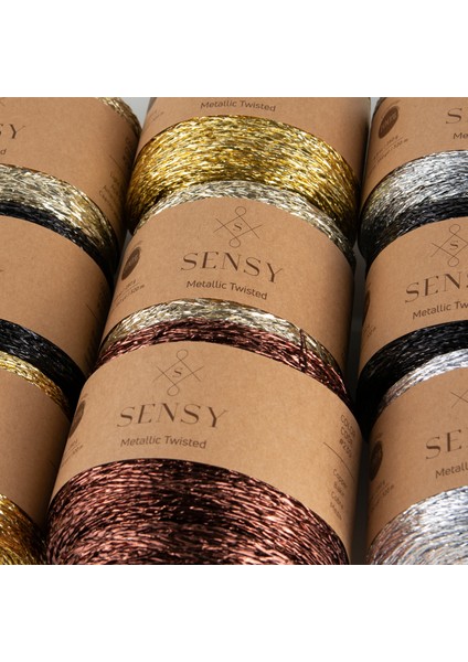 Premium 320 Metre Simli Metalik Ip Parlak Çanta, Rafya, Abiye, Supla Ipi Metalik Bükümlü Ip 250 Gram modelleri