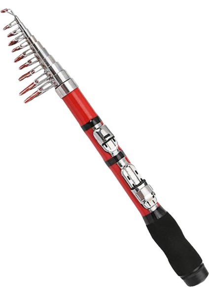 Sert Katlanabilir Balık Tutma Çubuğu Tatlı Su Tuzlu Su Teleskopik Alet Kırmızı 2.1M (Yurt Dışından)