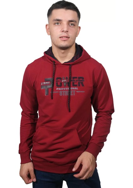 Erkek Bordo Kapüşonlu Sweat SHIRT-201