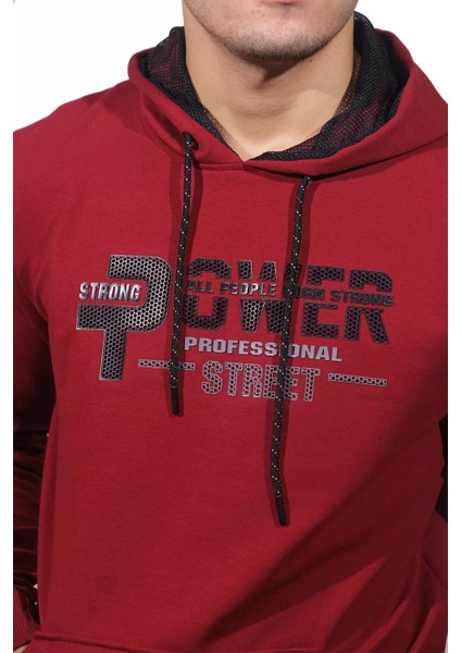 Erkek Bordo Kapüşonlu Sweat SHIRT-201