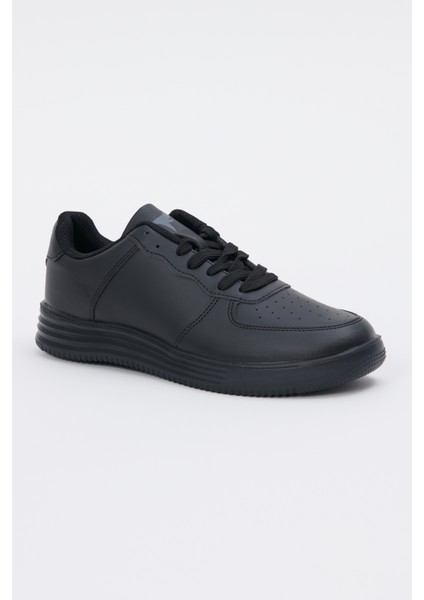 Erkek Siyah Bağcıklı Rahat Taban Günlük Sneaker Ayakkabı