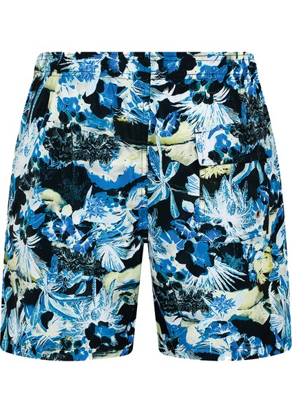 Bonesta Swimwear Shikoo Swimwear Siyah Mavi Çiçek Desenli Bağcıklı Şort Mayo fiyatları