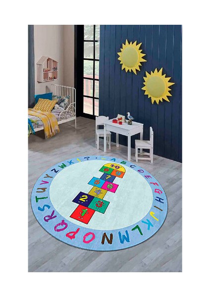 Dekoratif Kaymaz Taban Ince Leke Tutmaz Yıkanabilir Modern Eğlenceli Çocuk Halısı