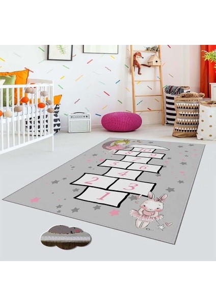 Dekoratif Kaymaz Taban Ince Leke Tutmaz Yıkanabilir Modern Eğlenceli Çocuk Halısı