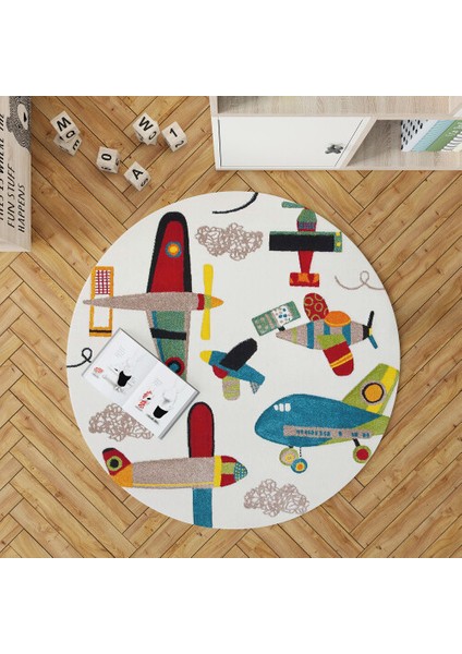 Dekoratif Pamuklu Dokuma Taban Ince Leke Tutmaz Yıkanabilir Modern Eğlenceli Çocuk Halısı