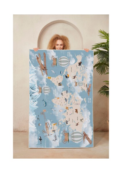 Dekoratif Pamuklu Dokuma Taban Ince Leke Tutmaz Yıkanabilir Modern Eğlenceli Çocuk Halısı fiyatları