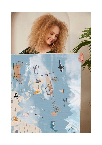 Dekoratif Pamuklu Dokuma Taban Ince Leke Tutmaz Yıkanabilir Modern Eğlenceli Çocuk Halısı modelleri