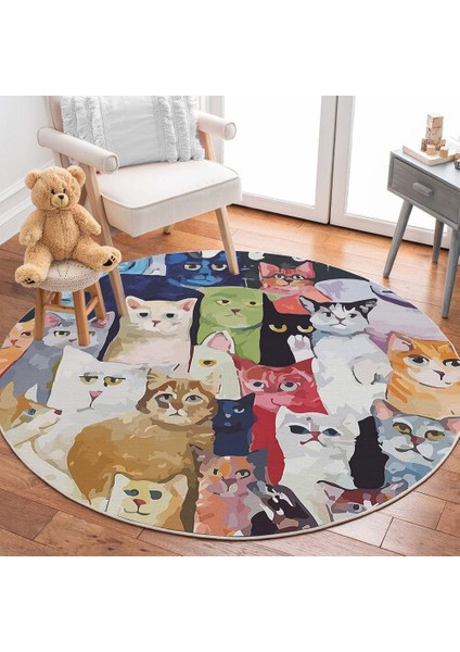 Dekoratif Pamuklu Dokuma Taban Ince Leke Tutmaz Yıkanabilir Modern Eğlenceli Çocuk Halısı