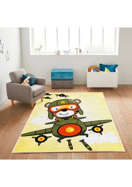 Dekoratif Kaymaz Taban Ince Leke Tutmaz Yıkanabilir Modern Eğlenceli Çocuk Halısı