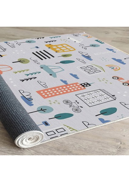 Dekoratif Pamuklu Dokuma Taban Ince Leke Tutmaz Yıkanabilir Modern Eğlenceli Çocuk Halısı fırsatları