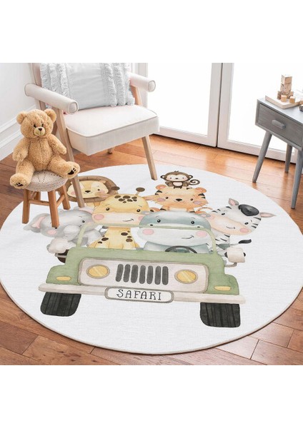 Dekoratif Pamuklu Dokuma Taban Ince Leke Tutmaz Yıkanabilir Modern Eğlenceli Çocuk Halısı