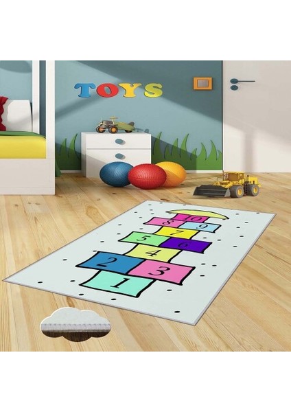 Dekoratif Kaymaz Taban Ince Leke Tutmaz Yıkanabilir Modern Eğlenceli Çocuk Halısı