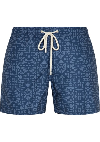 Shikooo Swimwear Lacivert Desenli Bağcıklı Şort Mayo