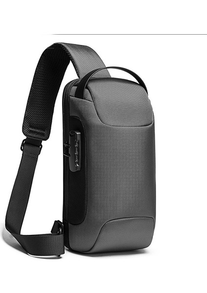 Büyük Kapasiteli Askılı Göğüs Çantası Anti Theft Crossbody Çanta Erkekler Için USB Omuz Daypack Günlük Omuz Çantası