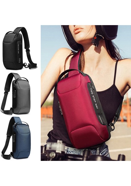 Büyük Kapasiteli Askılı Göğüs Çantası Anti Theft Crossbody Çanta Erkekler Için USB Omuz Daypack Günlük Omuz Çantası