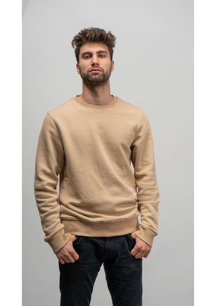 Bisiklet Yaka Bej Sweatshirt