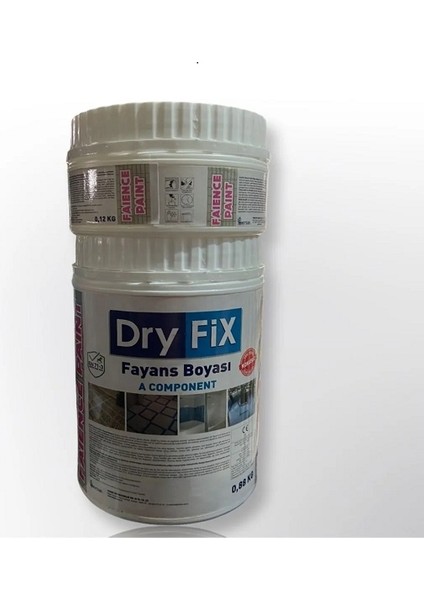 Meteor Dryfix Fayans Boyası Beyaz 1 Kg+ Dryfix Sıvı Cam 0,8 Kg-Kayganlık Önleyici 0.5lt (Set)